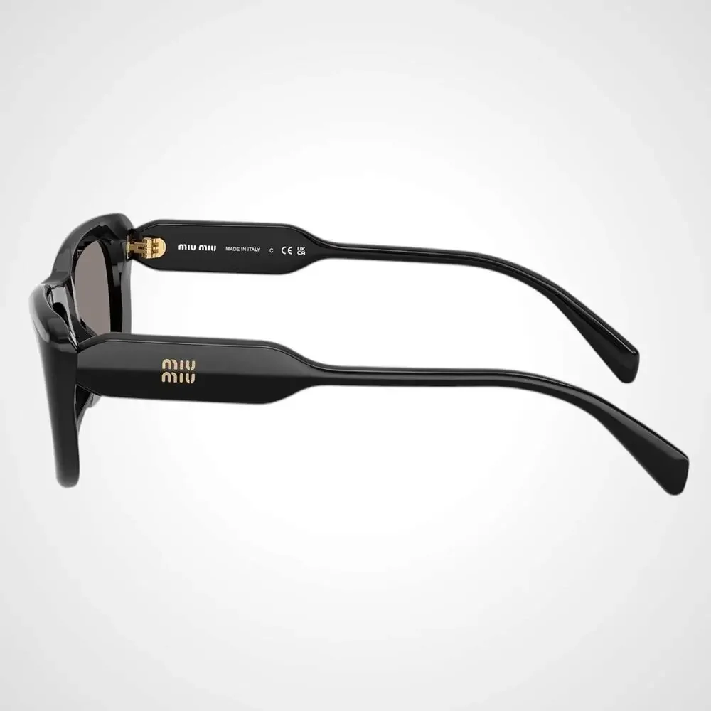 CLASSY New MIU MIU Sunglasses Black Rectangle Cat Eye Grey Lens Womens 56mm